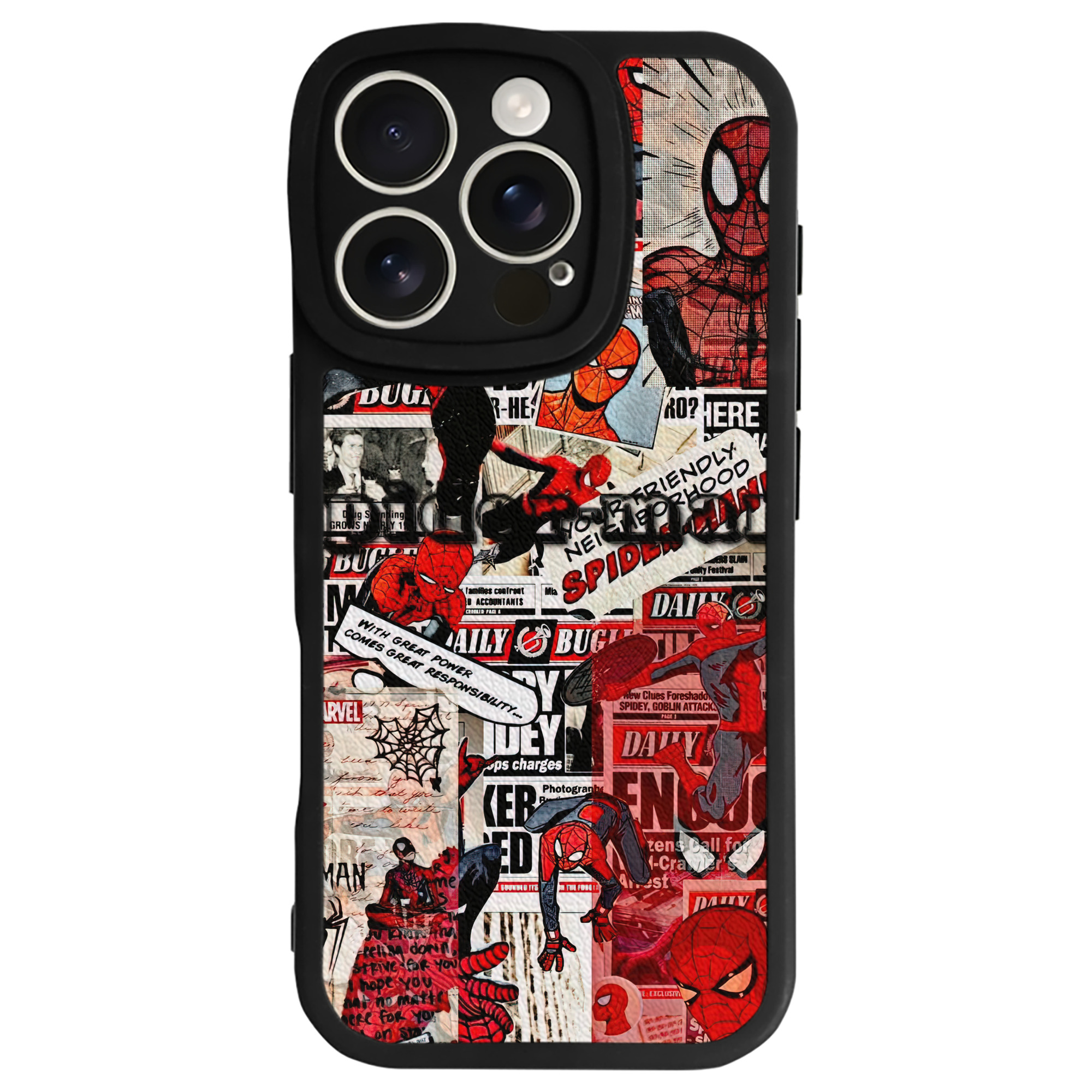 Spider Man スパイダーマン 【iPhone 16シリーズ対応】シリコンスマホケース（レザー調） 材質：シリコン